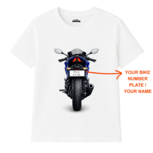 White Round Neck - Custom Tees - Bike Name / Number Plate