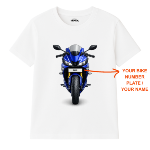 White Round Neck - Custom Tees - Bike Number Plate / Name